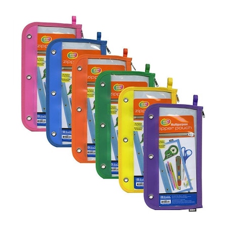 Roomfactory Bazic 11.5" x 6.5" 3-ring Clear Pencil Pouch Case of 24 RO3327290